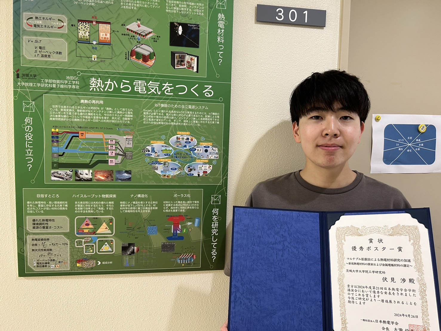 第21回日本熱電学会学術講演会 優秀ポスター賞を受賞｜Congratulations